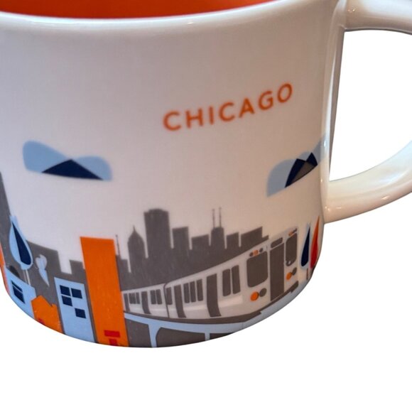 Starbucks You Are Here Collection Chicago Mug 2015 Skyline Design White & Orange - Picture 2 of 6